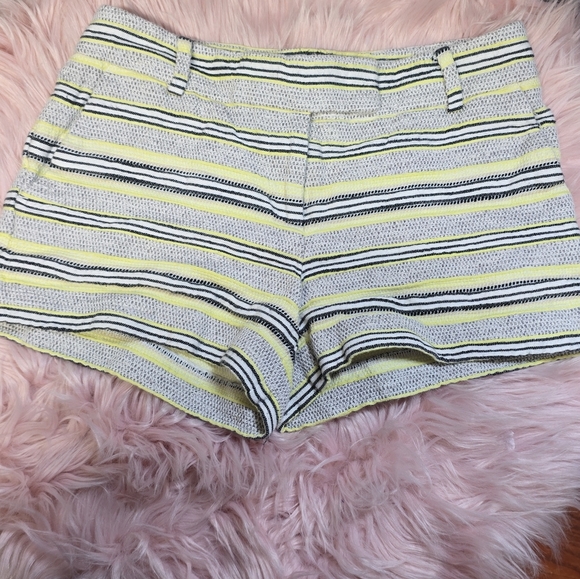 LOFT Yellow and White Bermuda Shorts with Striped Pattern - Picture 1 of 5